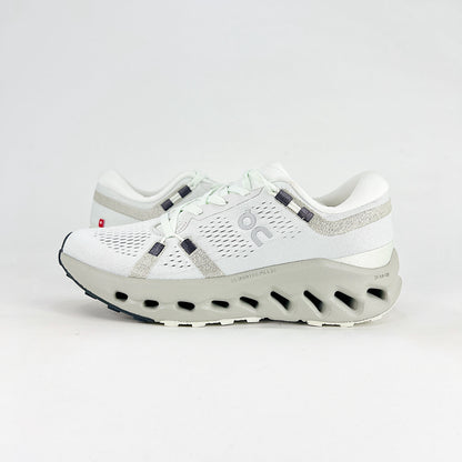 On Cloudsurfer 2 – White & Mineral Grey Unisex Soft Cushioned Breathable Running Shoes