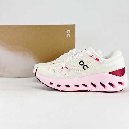 On Cloudsurfer – White & Blush Pink Unisex Soft Cushioned Breathable Running Shoes