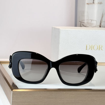 D**R Lady 95.22 Butterfly Sunglasses | Black Acetate Frame, Gradient Grey Lenses, Floral Detail | Multiple Colors