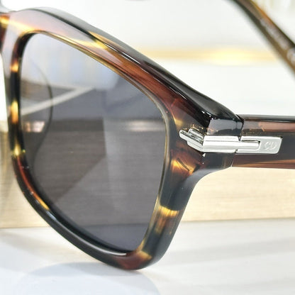 D**R BlackSuit Square Sunglasses | Havana Striped Acetate Frame & Dark Grey Lenses