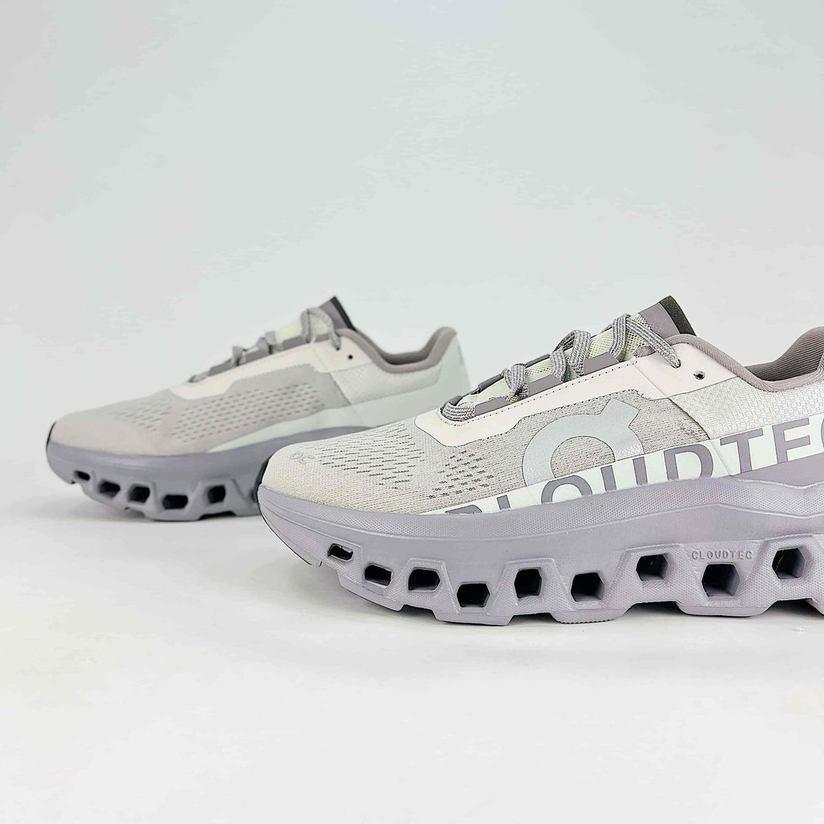 On Cloudmonster – Unisex Lightweight Breathable Supportive Maximum Cushioning Running Shoes | White & Lavender Gray