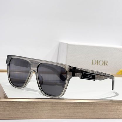 D**R DiorB23 S3I Flat Top Sunglasses | White Acetate Frame, Navy Dior Oblique Print Lenses, DIOR Logo Plaque | Multiple Colors