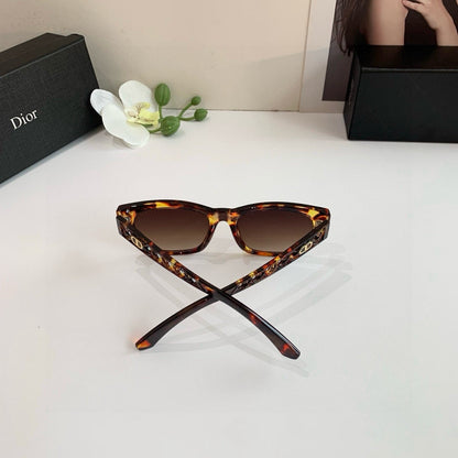 D**R Cat-Eye Sunglasses | Tortoiseshell Acetate Frame, Gold CD Logo & Brown Gradient Lenses