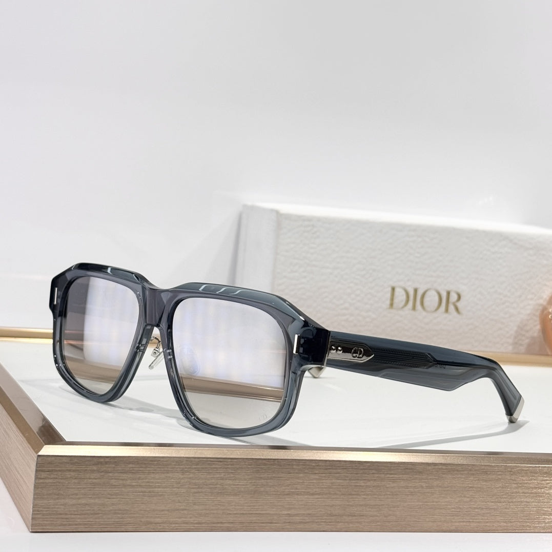 D**R Oversized Square Acetate Sunglasses | Gradient Grey-Brown, Dior Oblique Blue-Grey & Near-Clear Lenses, CD Rivet Temple | 6 Colors