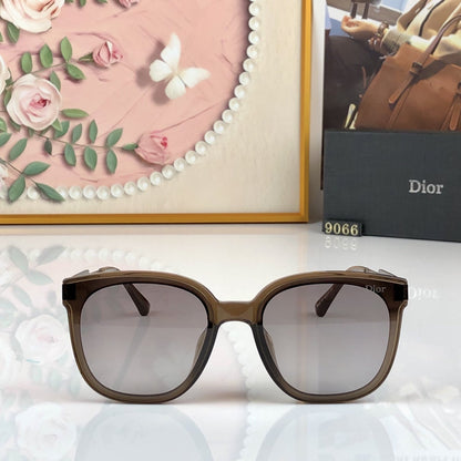 D**R Oversized Butterfly Sunglasses with Glossy Black Acetate Frame, Dark Grey Lenses & Geometric Open-Work Metal Bar Temples