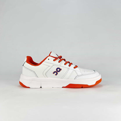 On THE ROGER CH Varsity – White & Flame Orange Unisex Premium Tennis-Inspired Lifestyle Sneakers