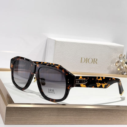 D**R Bold Square Acetate Sunglasses | Oval CD Metal Inlay, Grooved Temple, Gradient & Flat Lenses | 6 Colors incl. Tortoiseshell & Champagne