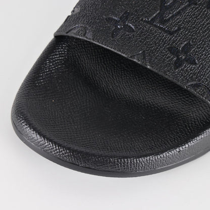 L***V All-Black Rubber Tonal Oversized Monogram Embossed Waterfront Wide Strap Slide Sandals — Spring Summer Boutique Limited Edition