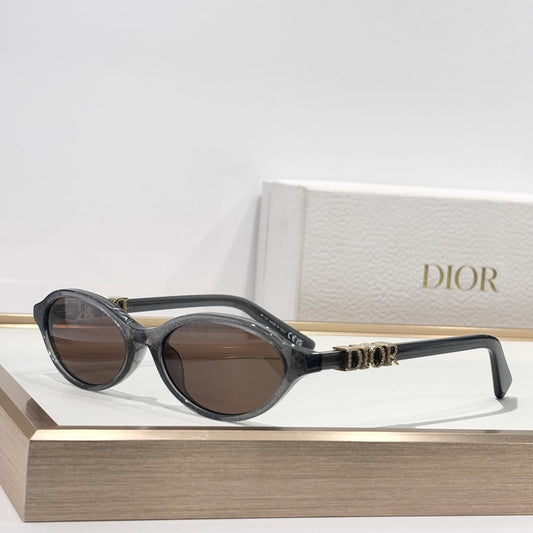 D**R DiorMidnight B1I Cat Eye Sunglasses | Transparent Crystal Acetate Frame, Dark Grey Lenses, Silver Crystal DIOR Letter Temple | Multiple Colors