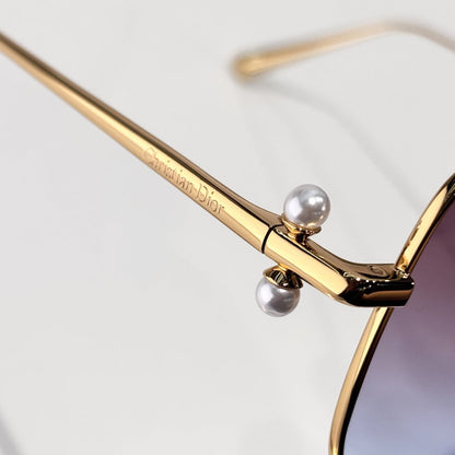D**R Butterfly Square Sunglasses | Gold Metal Frame, Pearl Hinge Detail, Gradient Rose-Brown Lenses | Multiple Colors