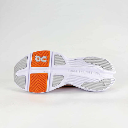 On Running Cloudmonster – White & Orange Unisex Maximum Cushion Road Running Shoes