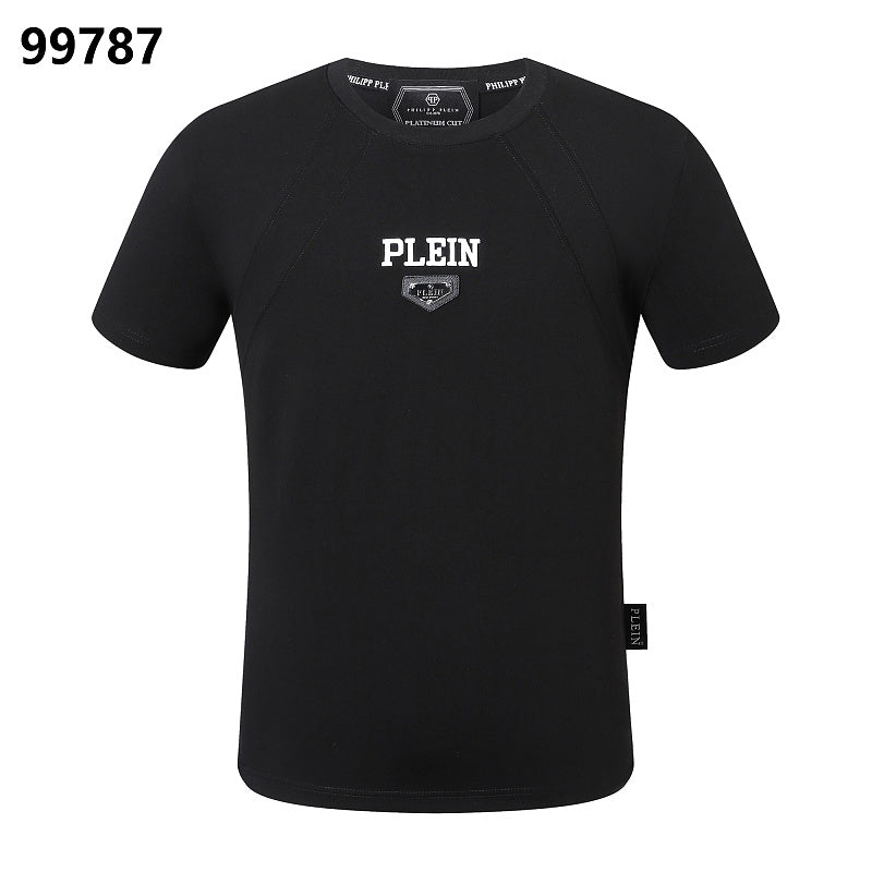 P**P Men's Business Travel Logo Emblem T-Shirt | Black White