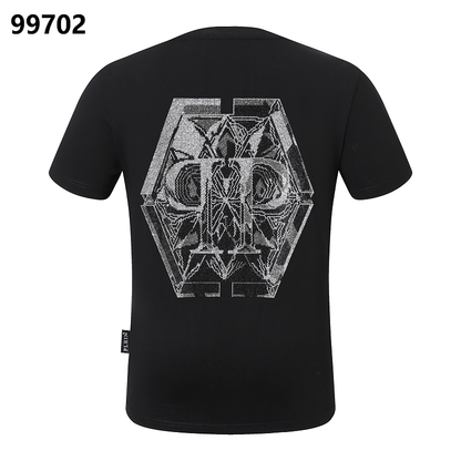 P**P Men's Logo Embroidered Crew Neck T-Shirt | Black White