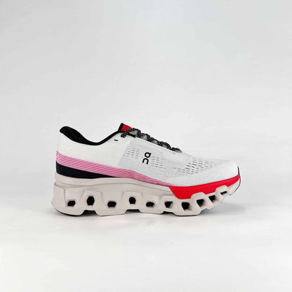 On Running Cloudmonster – White & Red Unisex Maximum Cushion Running Shoes