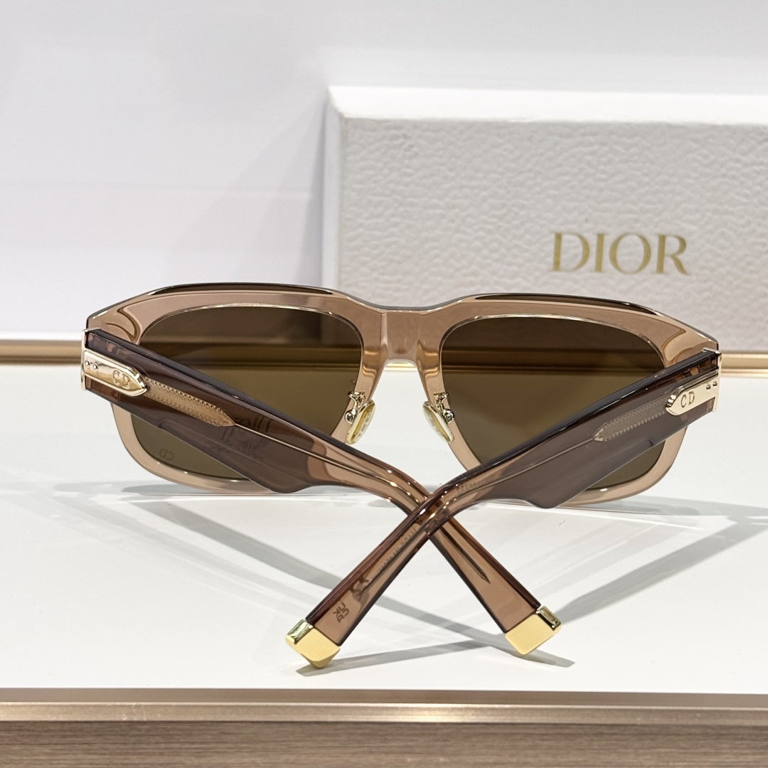 D**R Bold Square Acetate Sunglasses | Oval CD Metal Inlay, Grooved Temple, Gradient & Flat Lenses | 6 Colors incl. Tortoiseshell & Champagne