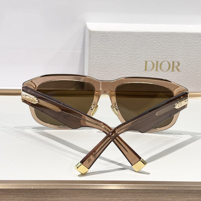 D**R Bold Square Acetate Sunglasses | Oval CD Metal Inlay, Grooved Temple, Gradient & Flat Lenses | 6 Colors incl. Tortoiseshell & Champagne