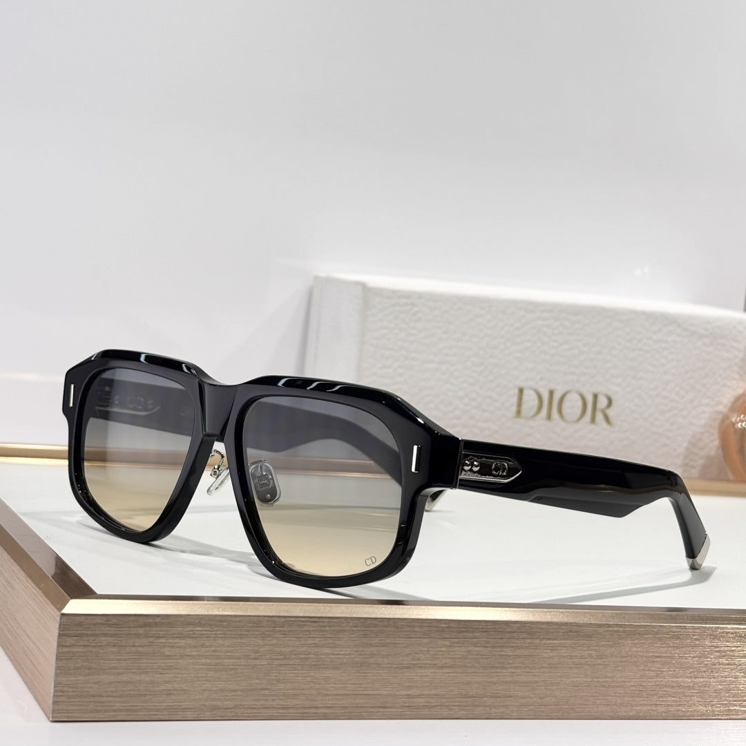 D**R Oversized Square Acetate Sunglasses | Gradient Grey-Brown, Dior Oblique Blue-Grey & Near-Clear Lenses, CD Rivet Temple | 6 Colors