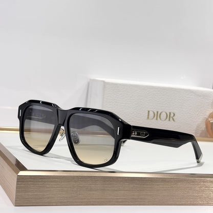 D**R Oversized Square Acetate Sunglasses | Gradient Grey-Brown, Dior Oblique Blue-Grey & Near-Clear Lenses, CD Rivet Temple | 6 Colors