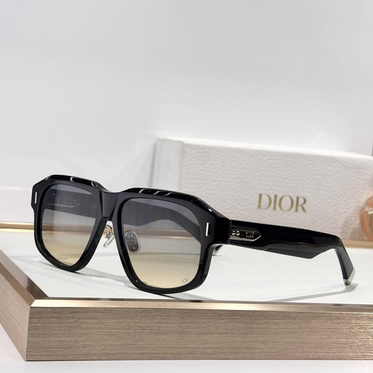 D**R Oversized Square Acetate Sunglasses | Gradient Grey-Brown, Dior Oblique Blue-Grey & Near-Clear Lenses, CD Rivet Temple | 6 Colors