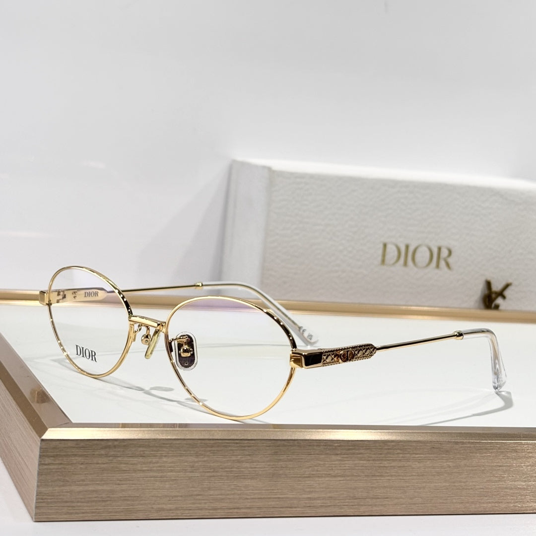 D**R Round Optical Glasses | Gold, Black, Burgundy & Silver Metal Frame, Cannage or CD Temple Block, Blue-Light Lenses | 4 Colors