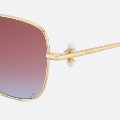 D**R Butterfly Square Sunglasses | Gold Metal Frame, Pearl Hinge Detail, Gradient Rose-Brown Lenses | Multiple Colors