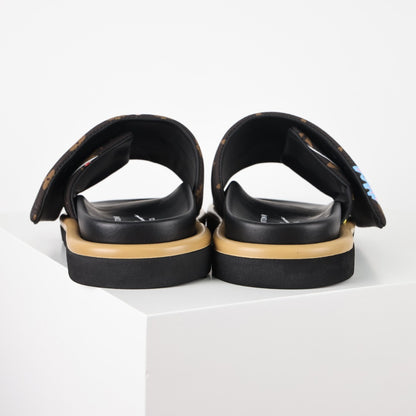 L***V Monogram Graffiti Slide Sandals — Limited Edition Print Single Strap Pool Slippers (4 Colors)
