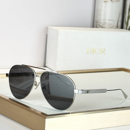 D**R Aviator Sunglasses | Silver Metal Double-Bridge Frame, Dark Grey Lenses | Multiple Colors