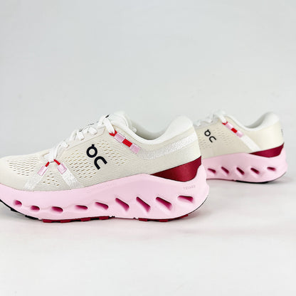 On Cloudsurfer – White & Blush Pink Unisex Soft Cushioned Breathable Running Shoes