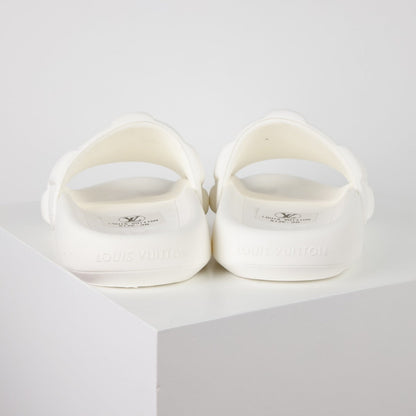 L***V Ivory White Shearling Fluffy Double Strap Slide Sandals — Spring Summer Boutique Limited Edition