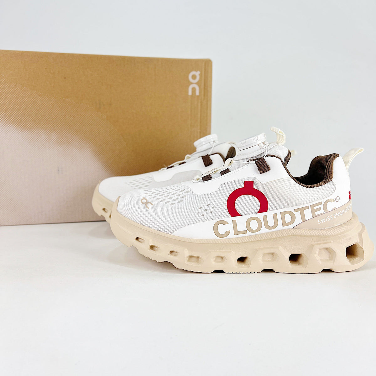 On Cloudmonster 2 WQ – Kids Lightweight Breathable Supportive Running Shoes | White & Sand