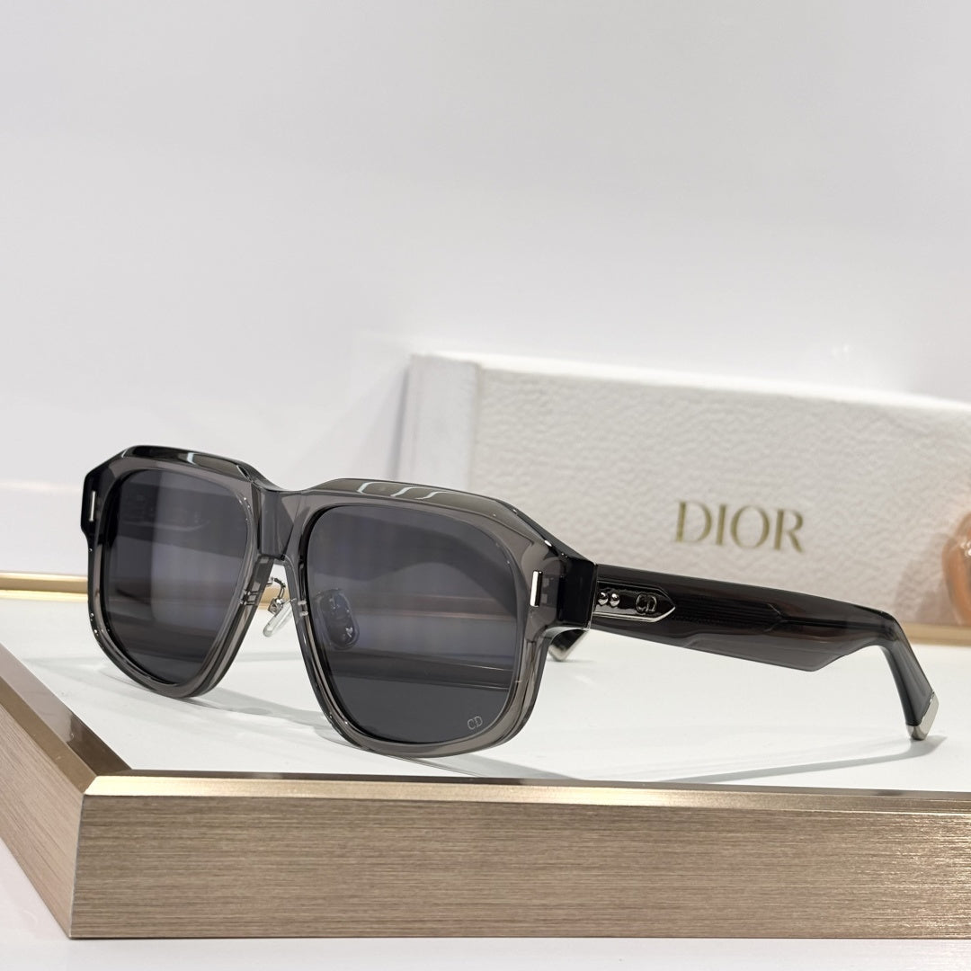D**R Oversized Square Acetate Sunglasses | Gradient Grey-Brown, Dior Oblique Blue-Grey & Near-Clear Lenses, CD Rivet Temple | 6 Colors