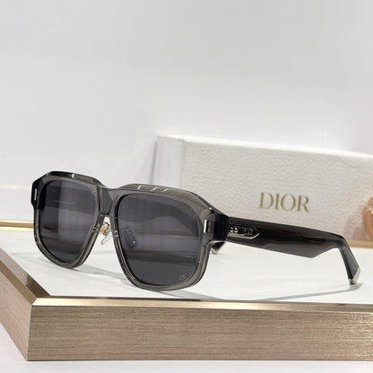D**R Oversized Square Acetate Sunglasses | Gradient Grey-Brown, Dior Oblique Blue-Grey & Near-Clear Lenses, CD Rivet Temple | 6 Colors