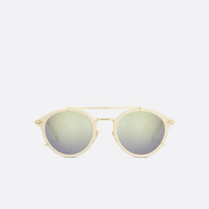 D**R DiorSignature R1U Round Sunglasses | Cream Acetate Frame, Gold Mirror Lenses, Double Bridge | Multiple Colors