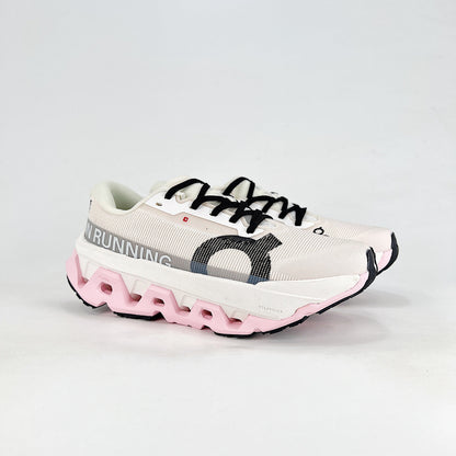 On Cloudmonster 3 – Women's Lightweight Breathable Maximum Cushioning Running Shoes | White, Gray & Pink
