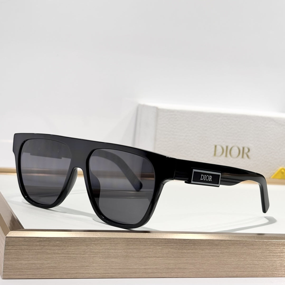 D**R DiorB23 S3I Flat Top Sunglasses | White Acetate Frame, Navy Dior Oblique Print Lenses, DIOR Logo Plaque | Multiple Colors