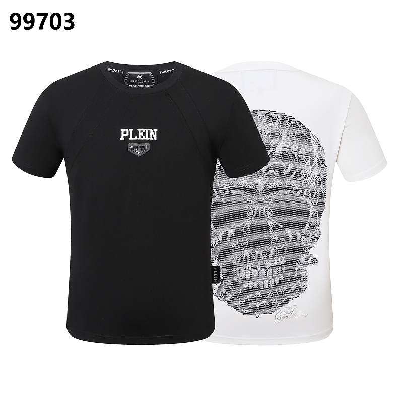 P**P Men's Classic Logo Patch Crew Neck T-Shirt | Black White