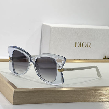 D**R MissDior B5I Cat Eye Sunglasses | Black Acetate Frame, Blue-Grey Gradient Lenses, Gold Hinge | Multiple Colors