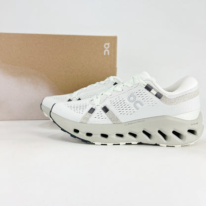 On Cloudsurfer 2 – White & Mineral Grey Unisex Soft Cushioned Breathable Running Shoes