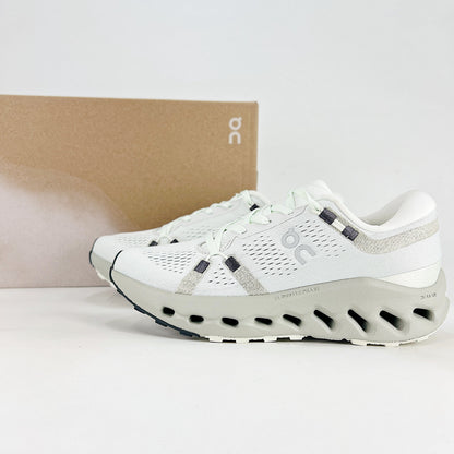 On Cloudsurfer 2 – Unisex Lightweight Breathable Soft Cushioned Road Running Shoes | White & Pearl Gray