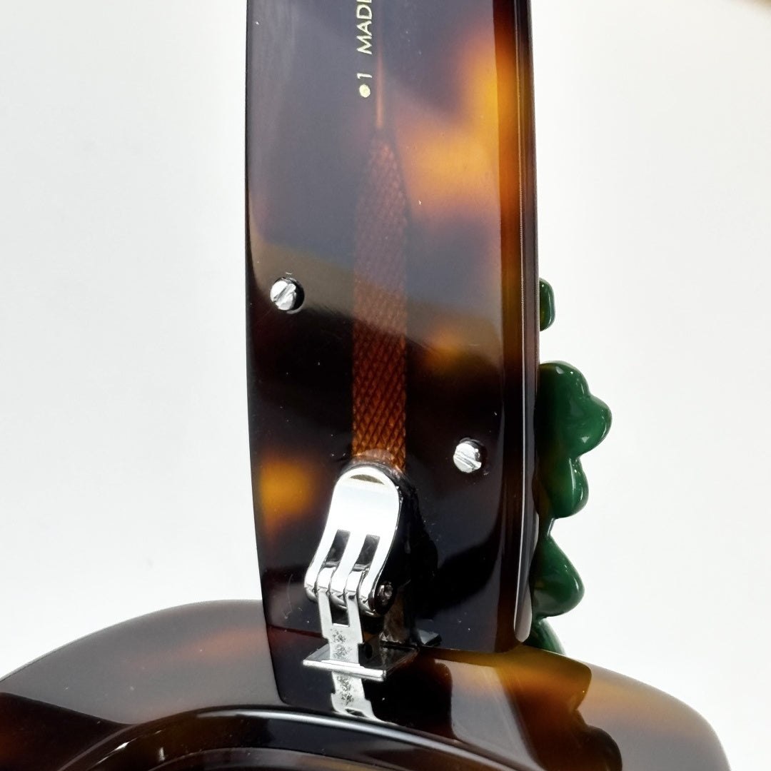 D**R Lady 95.22 Butterfly Sunglasses | Tortoise Acetate Frame, Gradient Brown Lenses, Green Floral Detail | Multiple Colors