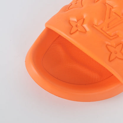 L***V Vivid Orange Tonal Monogram Embossed Waterproof EVA Waterfront Wide Strap Slide Sandals — Spring Summer Boutique Limited Edition