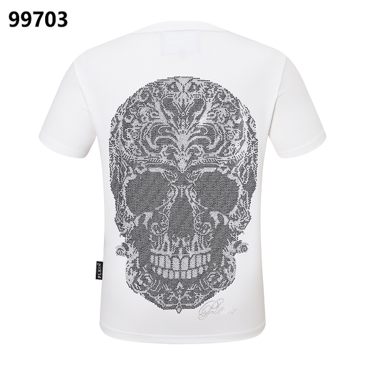 P**P Men's Classic Logo Patch Crew Neck T-Shirt | Black White