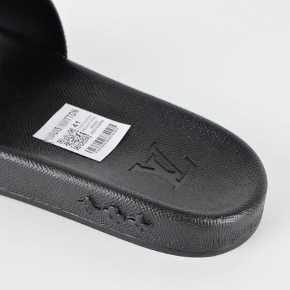 L***V White Black Grey Giant Monogram Waterfront Wide Strap Slide Sandals — Spring Summer Boutique Limited Edition