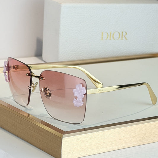D**R Clover S1U Rimless Sunglasses | Gold Metal Frame, 3D Floral Detail & Gradient Lenses | Multiple Colors