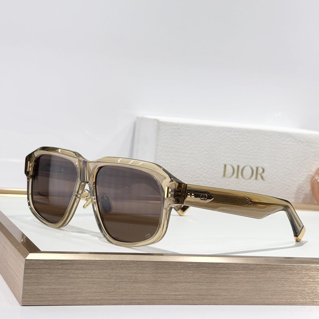 D**R Oversized Square Acetate Sunglasses | Gradient Grey-Brown, Dior Oblique Blue-Grey & Near-Clear Lenses, CD Rivet Temple | 6 Colors