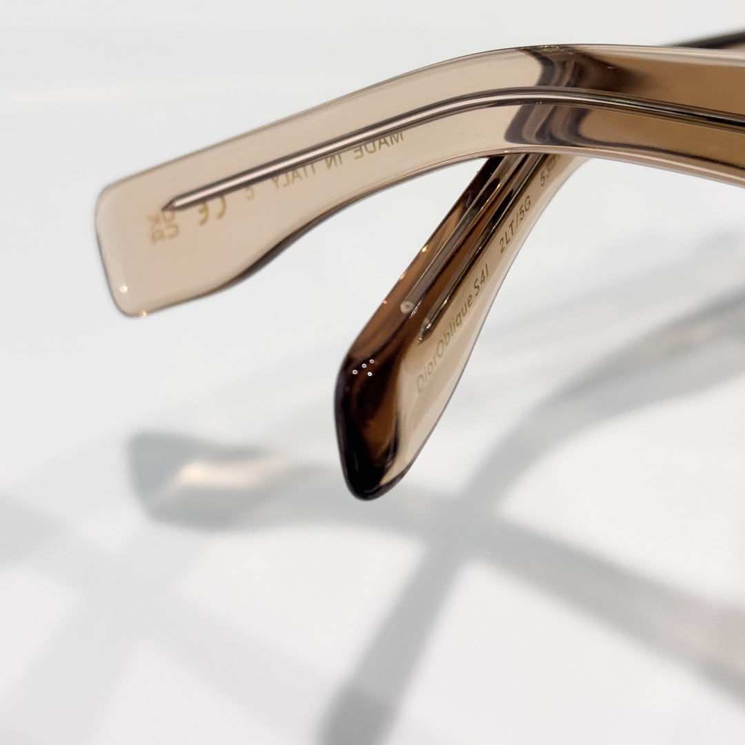 D**R DiorBlackSuit S6U Sunglasses | Transparent Champagne Acetate Square Frame, Brown Lenses, Signature Metal Hinge | Multiple Colors