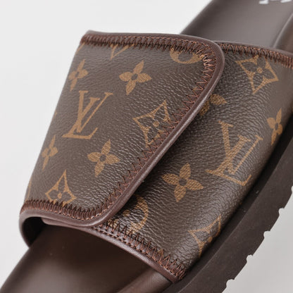 L***V Damier Ebene Dark Brown Velcro Adjustable Wide Strap Miami Slide Sandals — Spring Summer Boutique Limited Edition