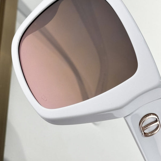 D**R MissDior B4F Square Cat Eye Sunglasses | White Acetate Frame, Brown Gradient Lenses, Gold CD Logo | Multiple Colors