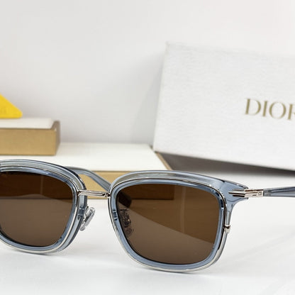 D**R DiorBlackSuit S1I Square Sunglasses | Transparent Smoke Blue Acetate Frame, Brown Lenses, Gold Metal | Multiple Colors