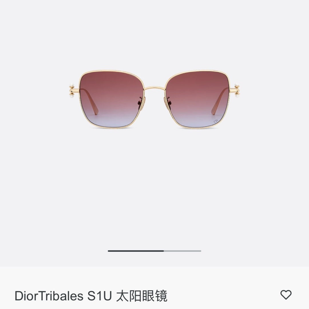 D**R Butterfly Square Sunglasses | Gold Metal Frame, Pearl Hinge Detail, Gradient Rose-Brown Lenses | Multiple Colors